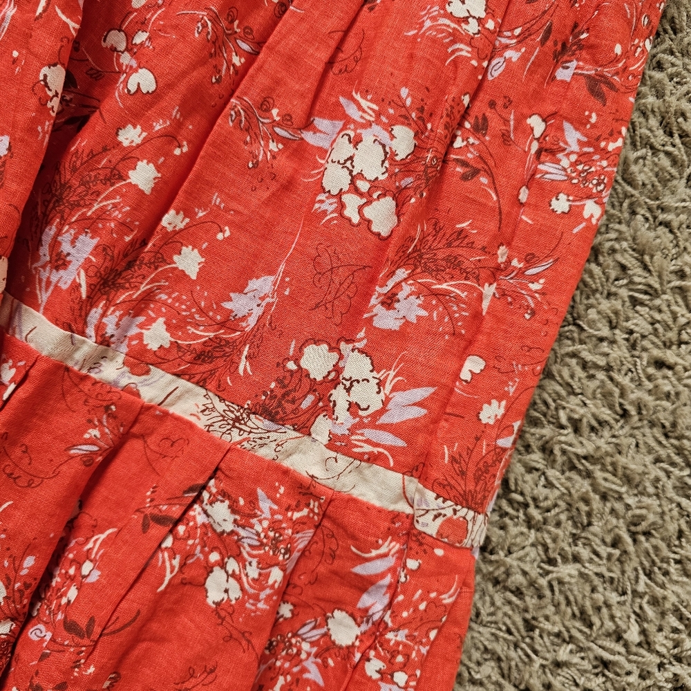 NWT Free People All Mine Mini Dress One Shoulder Floral Linen Blend Cherry Combo - Picture 8 of 10